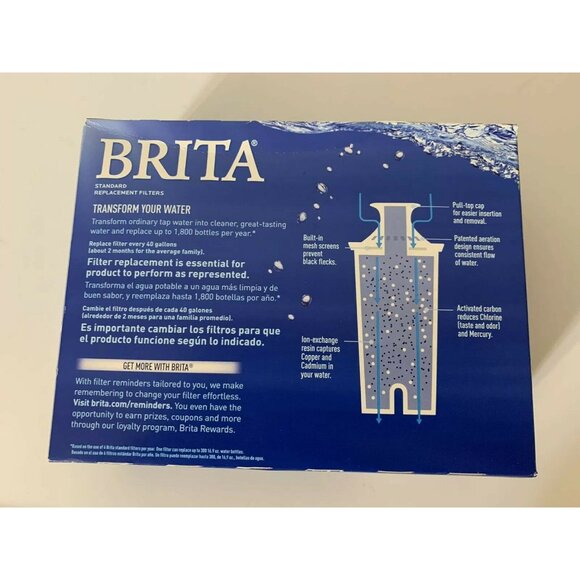 New Brita Standard Replacement Filters For Pitcher Dispensers Bpa Free 3 Count - Picture 6 of 6
